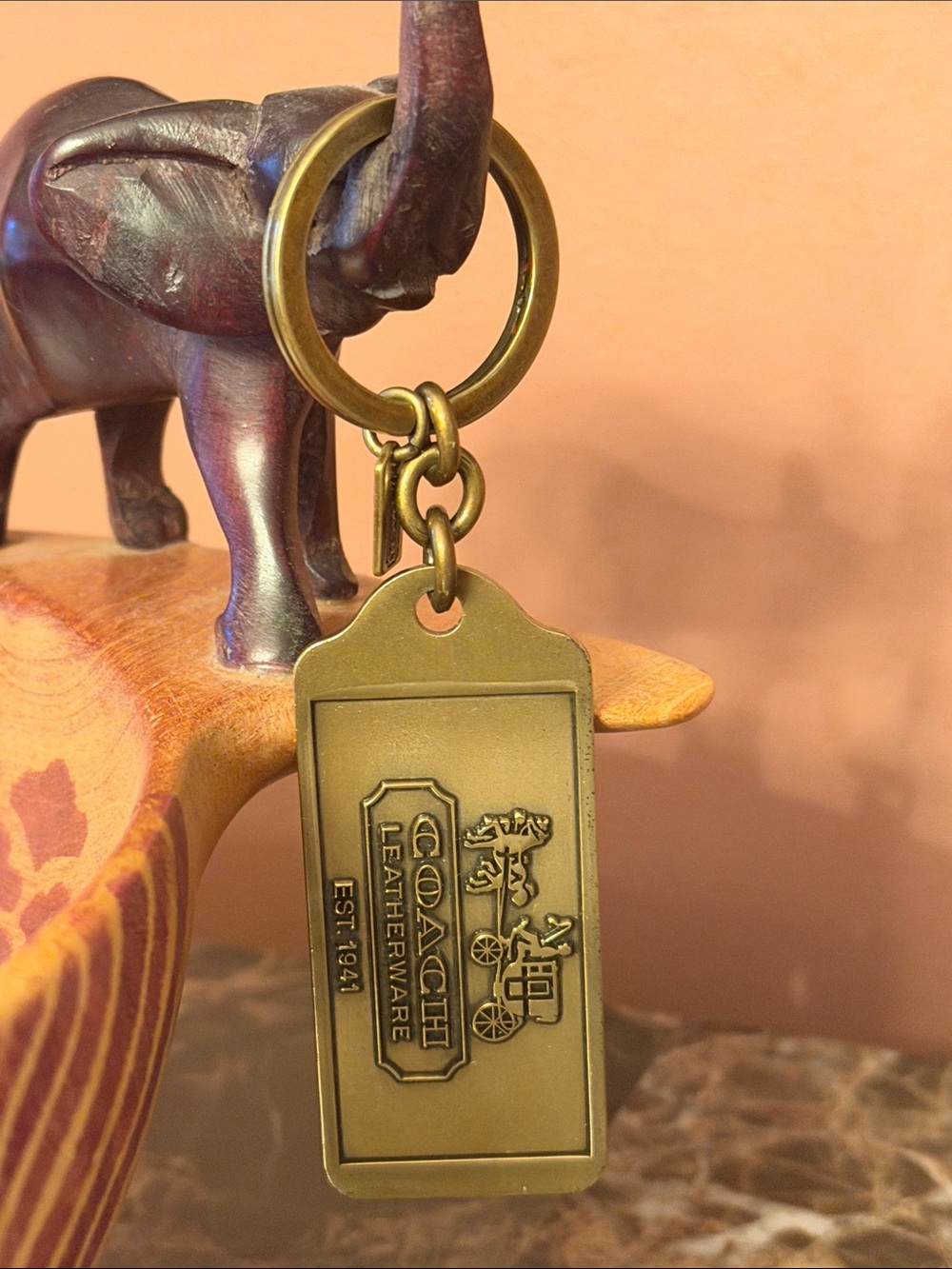 Coach Vintage Y2K Horse and Carriage Brass Keychain Fob - Picture 11 of 12